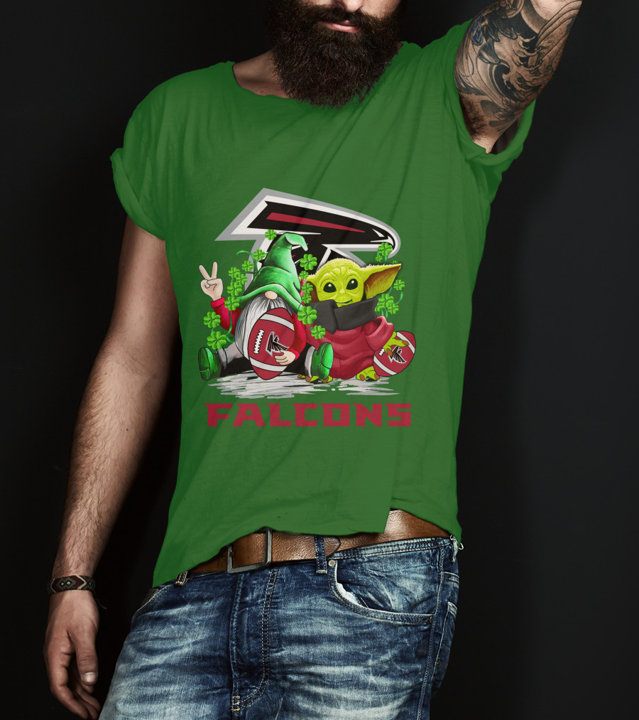 Atlanta Falcons St. Patrick's Day Football Gnome And Baby Alien T-Shirt