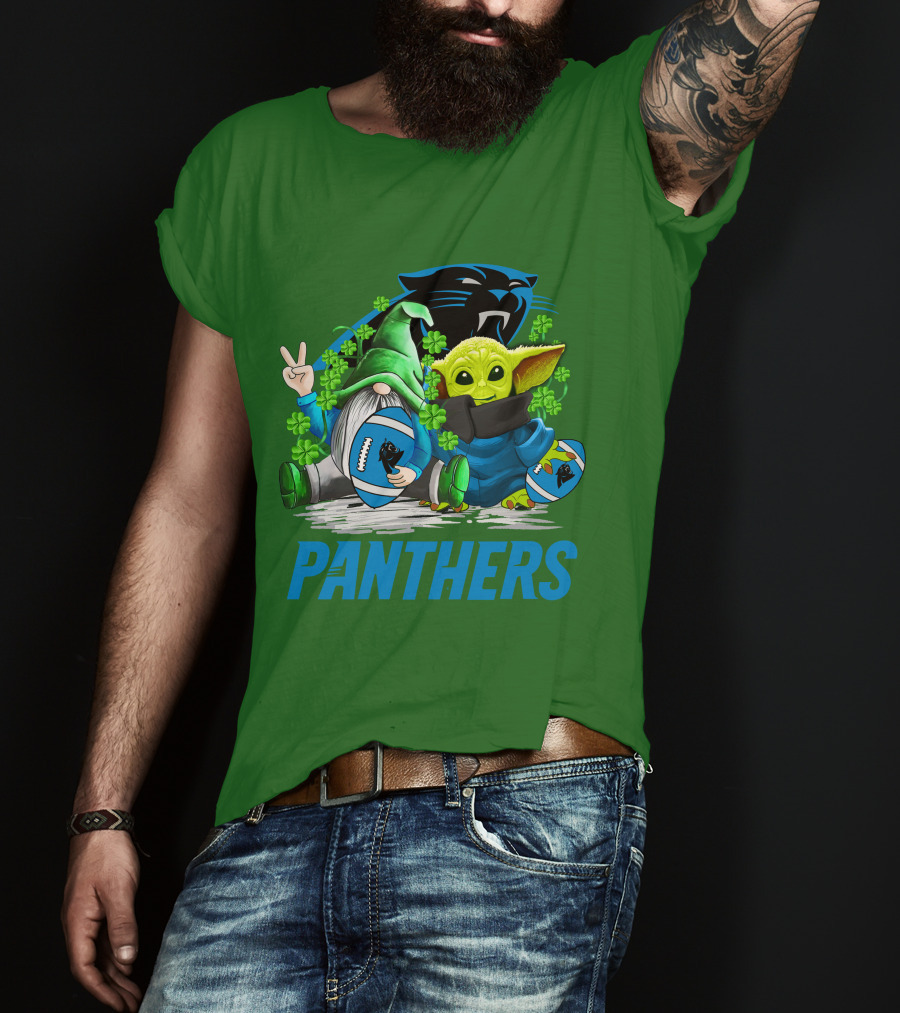 Panthers St. Patrick’s Day Football Gnome And Baby Alien T-Shirt