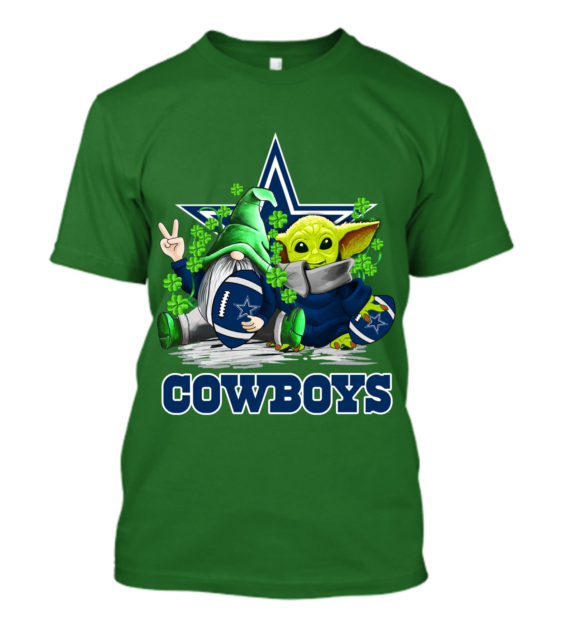 Cowboys Gnome Baby Yoda Football St. Patrick's Day T-Shirt