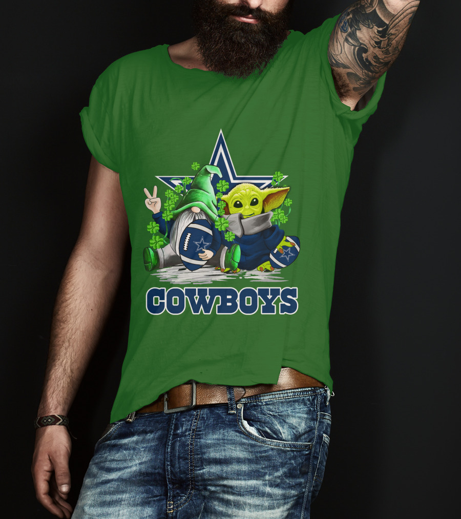 Cowboys Gnome Baby Yoda Football St. Patrick's Day T-Shirt