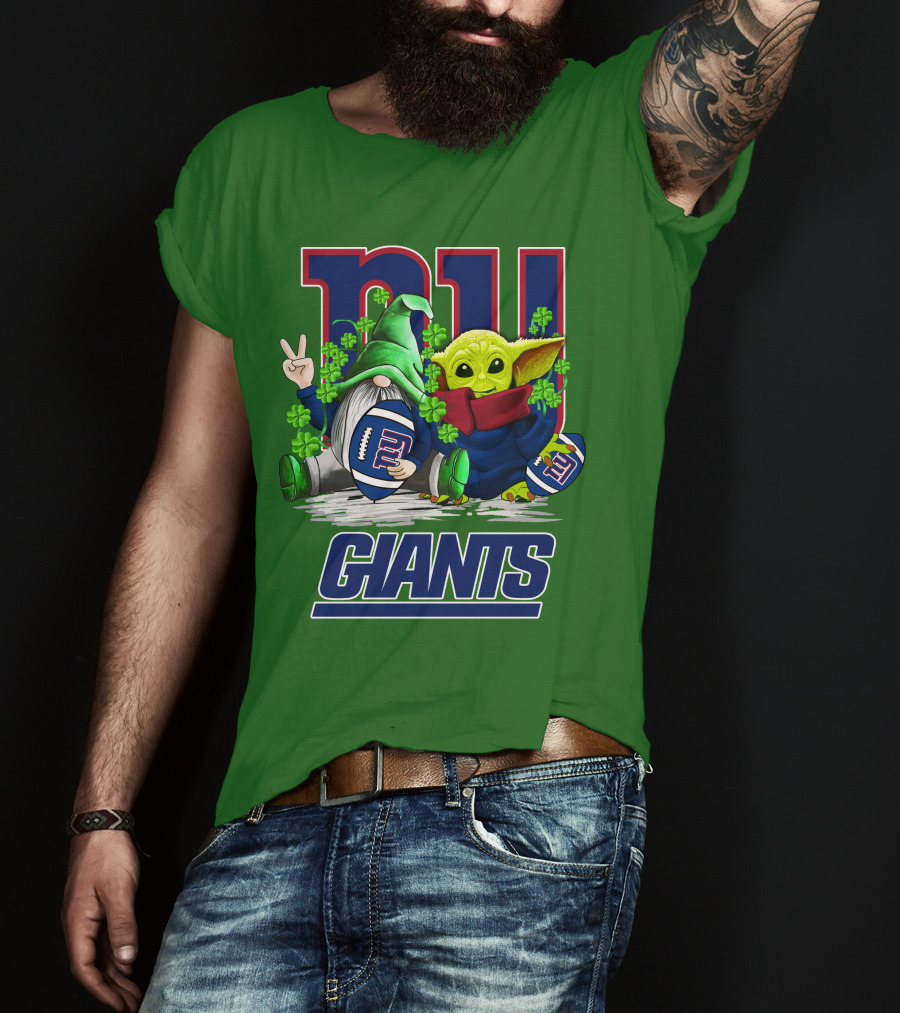 New York Giants Football St. Patrick's Day Gnome And Yoda T-Shirt