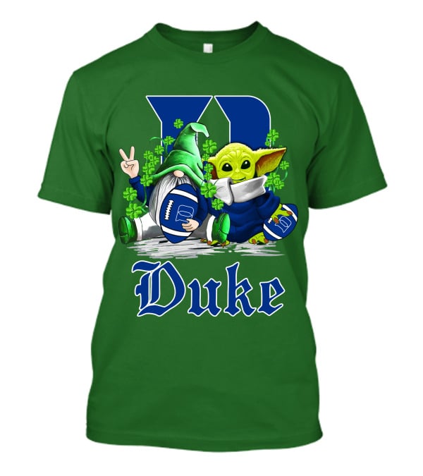Duke Blue Devils Football St. Patrick's Day Gnome And Alien With Shamrocks T-Shirt