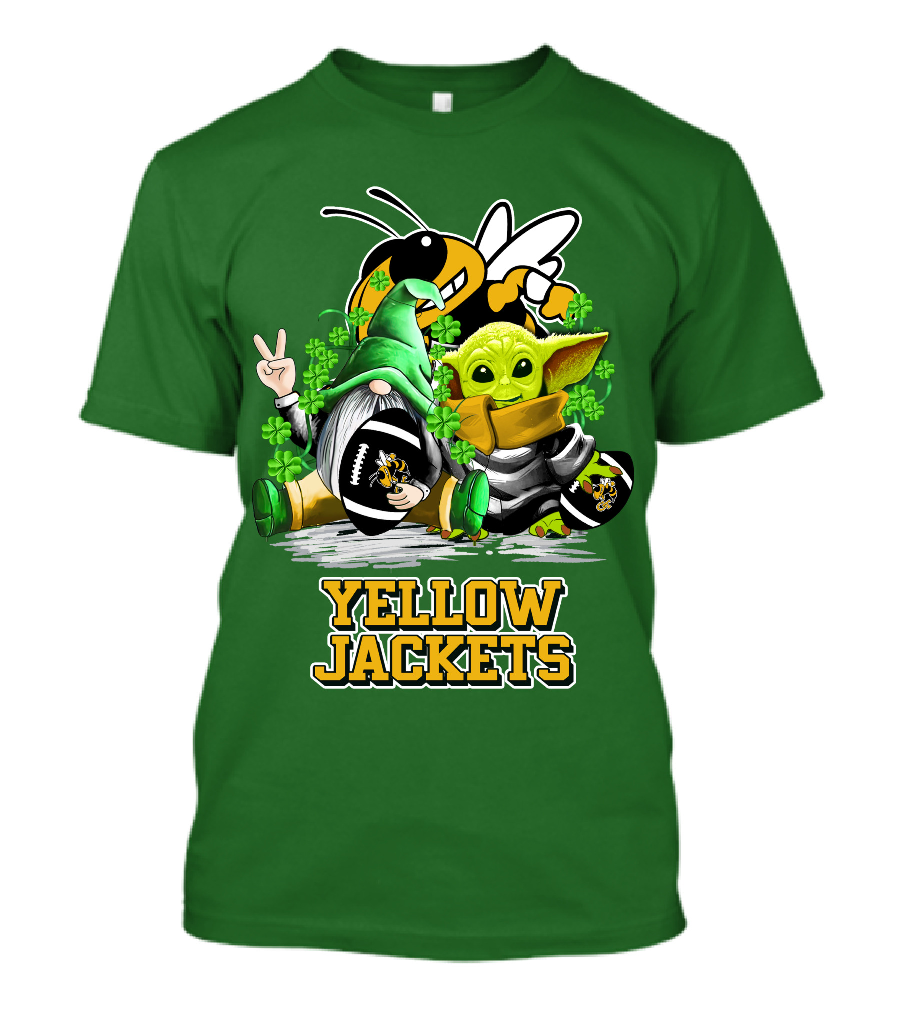 Georgia Tech Yellow Jackets St. Patrick’s Day Football Gnome And Green Baby Character T-Shirt