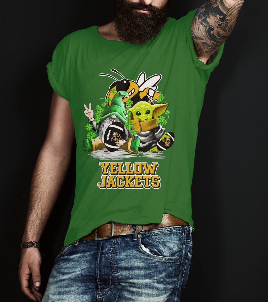 Georgia Tech Yellow Jackets St. Patrick’s Day Football Gnome And Green Baby Character T-Shirt