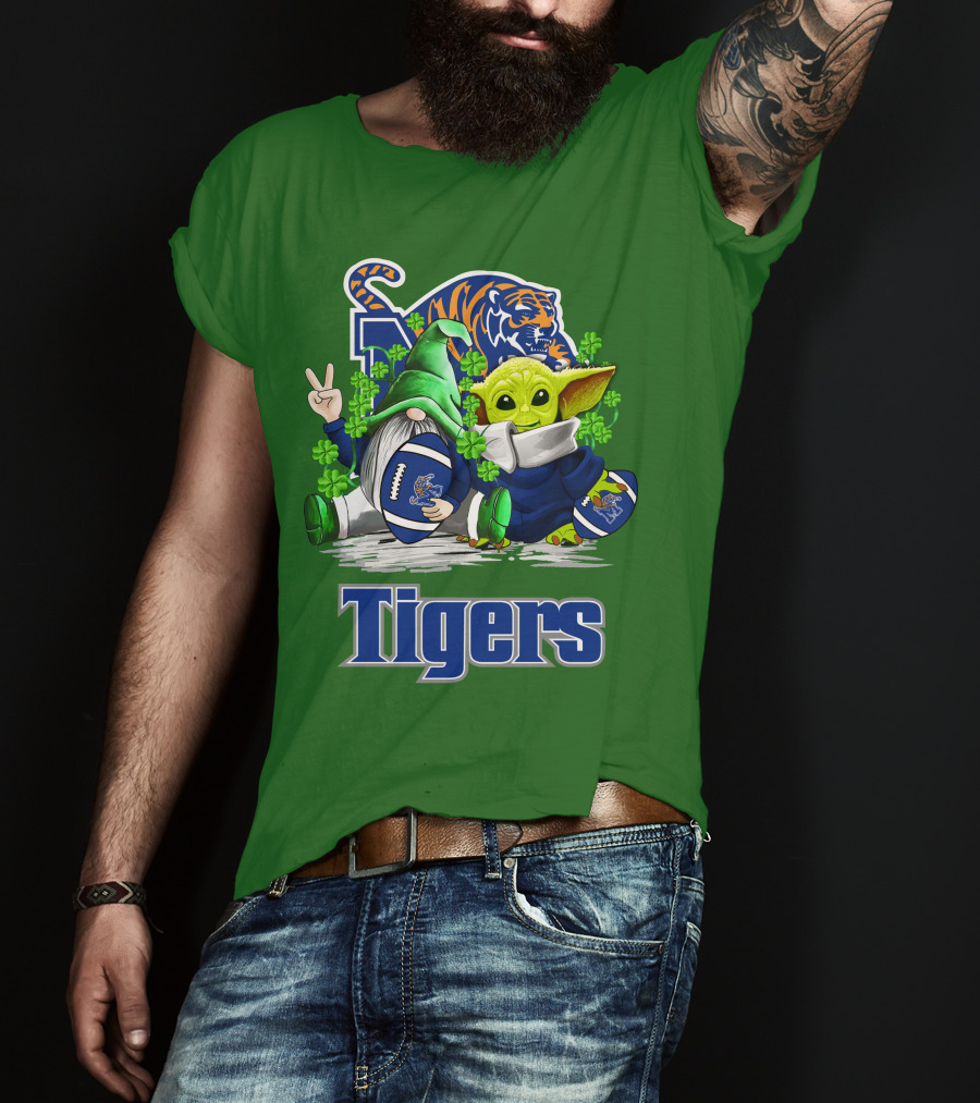 Memphis Tigers Football St. Patrick's Day Gnome And Child Icons T-Shirt