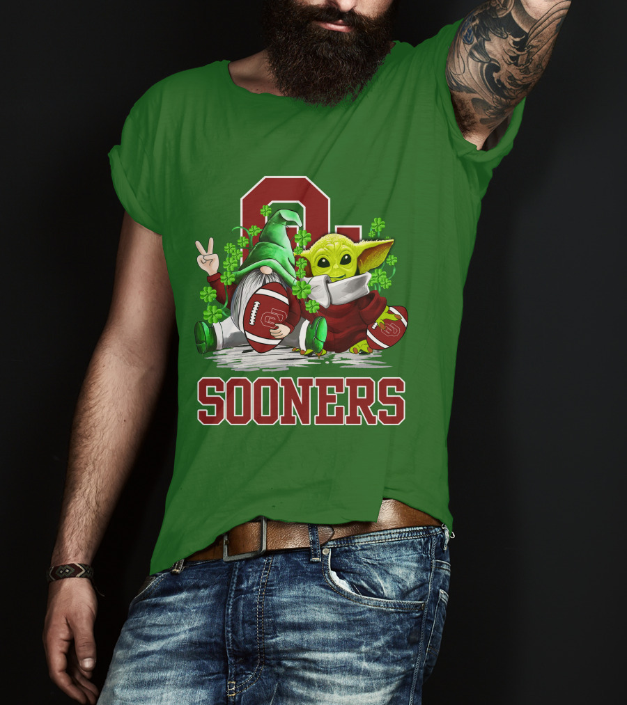 Oklahoma Sooners St. Patrick's Day Football Gnome And Alien T-Shirt