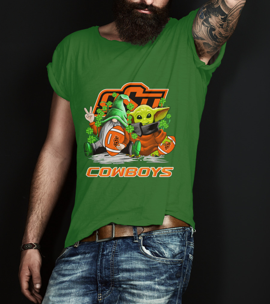 Oklahoma State Cowboys Football St. Patrick’s Day Yoda And Gnome T-Shirt