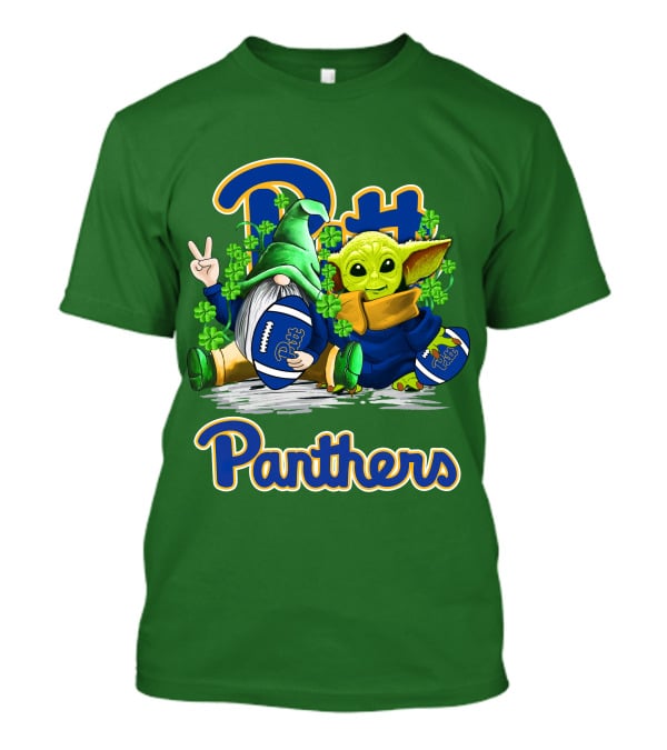 Pitt Panthers St. Patrick’s Day Football Gnome And Baby Yoda With Shamrocks T-Shirt