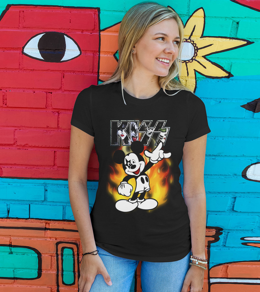 KISS Mickey Mouse Fire T-Shirt