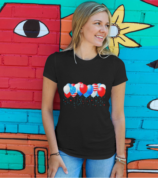 Independence Day Red White Blue Balloons T-Shirt