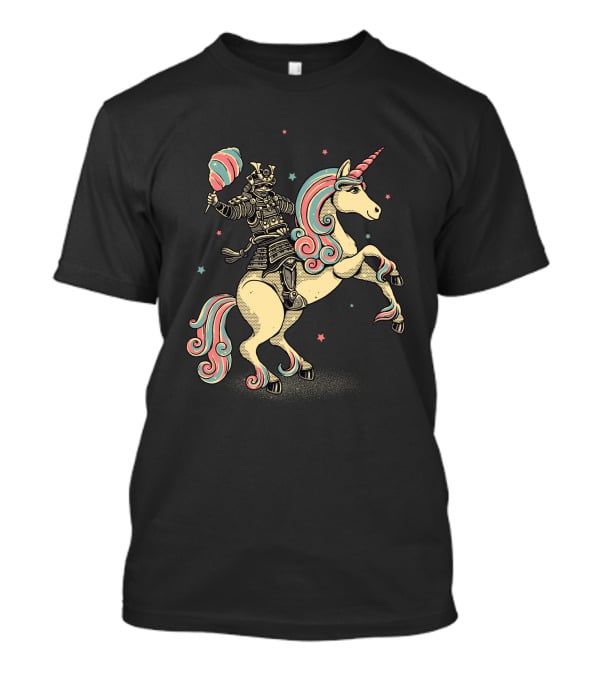 Cotton Candy Samurai Riding Unicorn T-Shirt