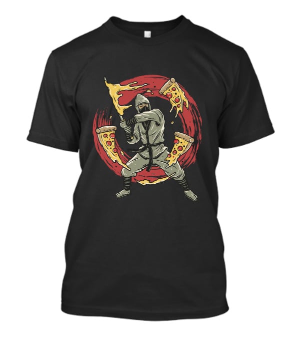 Ninja Warrior With Pizza Slices In Red Circle Duo Combat T-Shirt