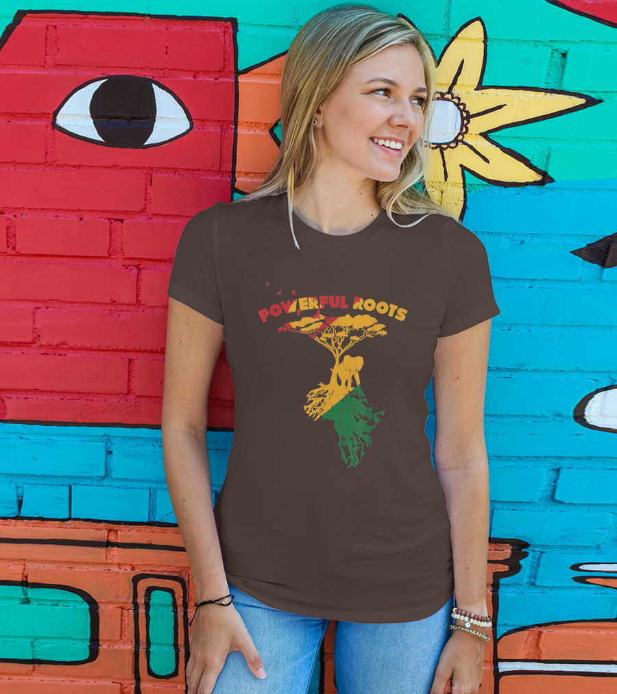 Powerful Roots Black History Month African American Elephant Tree Africa Vibes T-Shirt