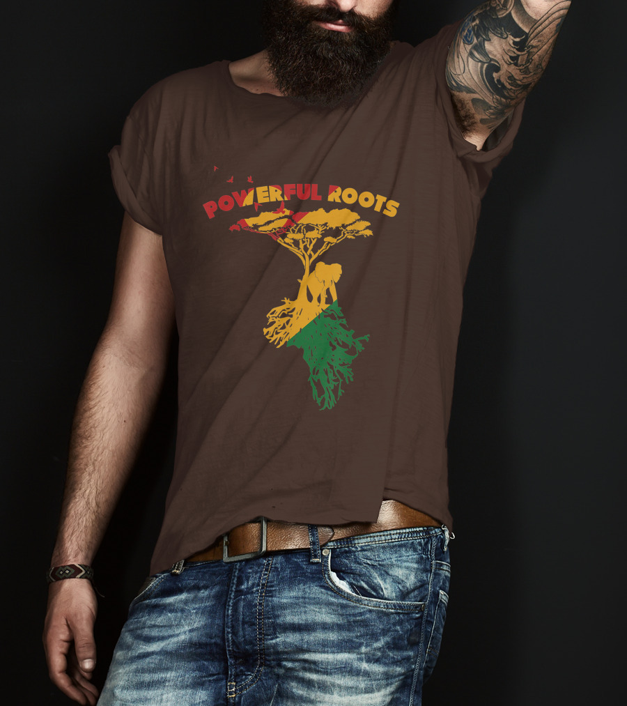 Powerful Roots Black History Month African American Elephant Tree Africa Vibes T-Shirt