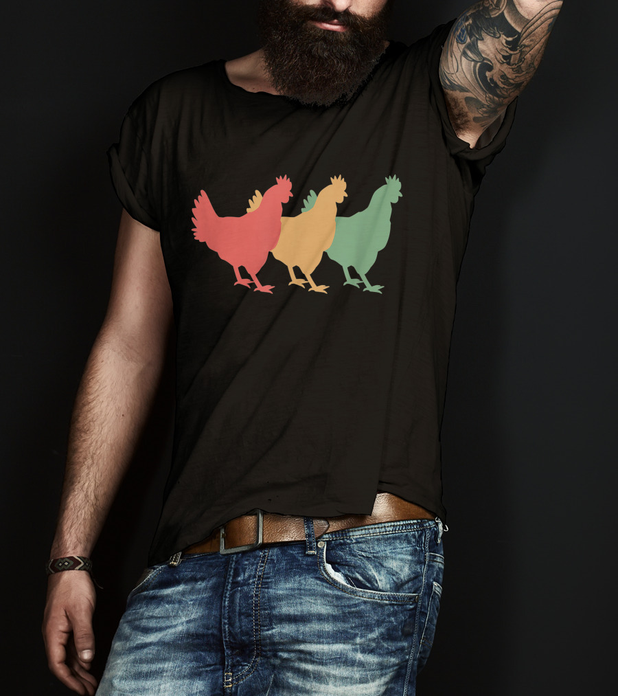 Funny Vintage Chicken Trio Retro T-Shirt