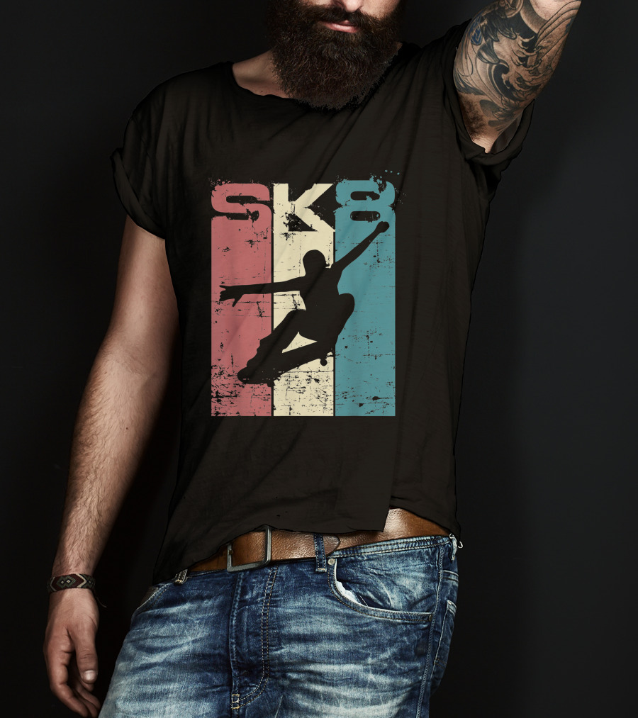 Vintage SK8 Skateboard Lifestyle Retro T-Shirt