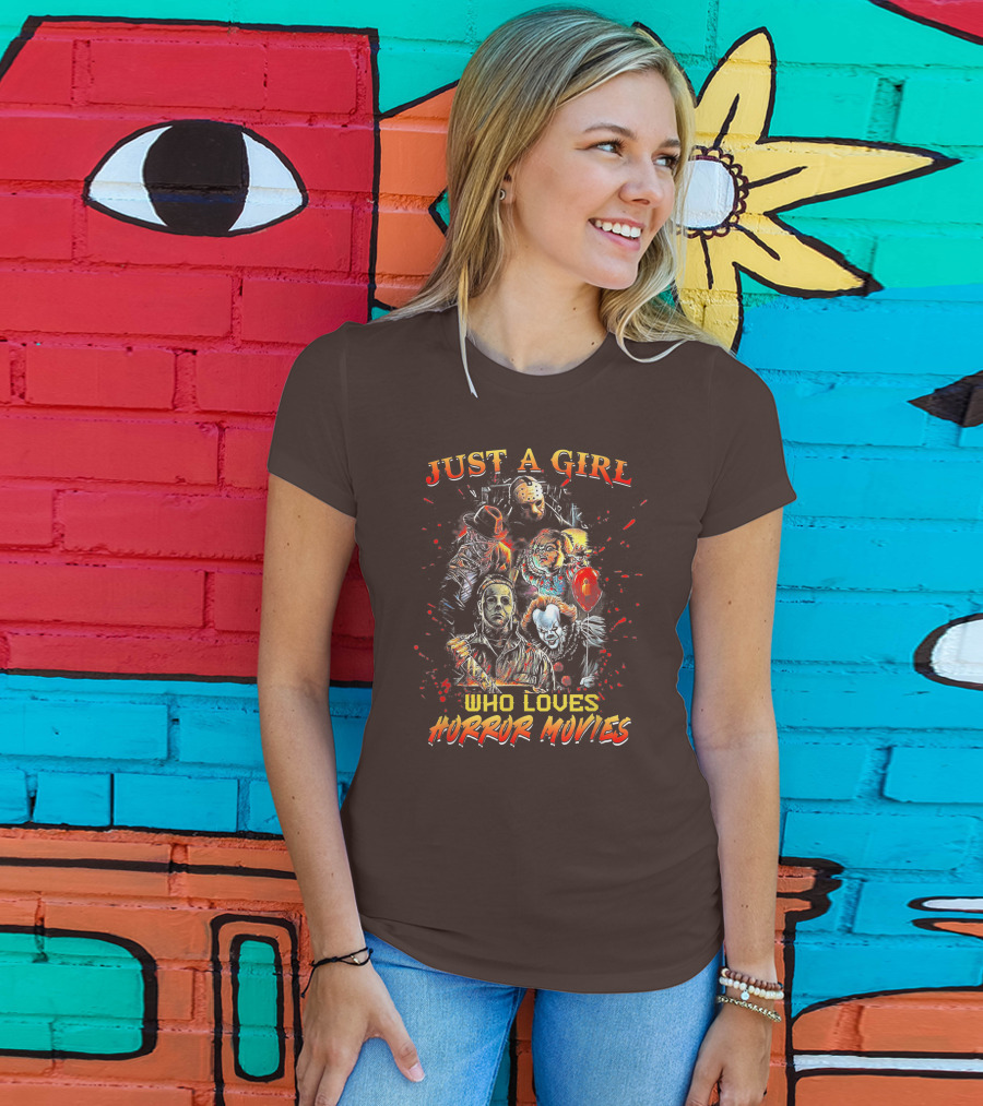 Just A Girl Who Loves Horror Movies Featuring Iconic Horror Villains T-Shirt