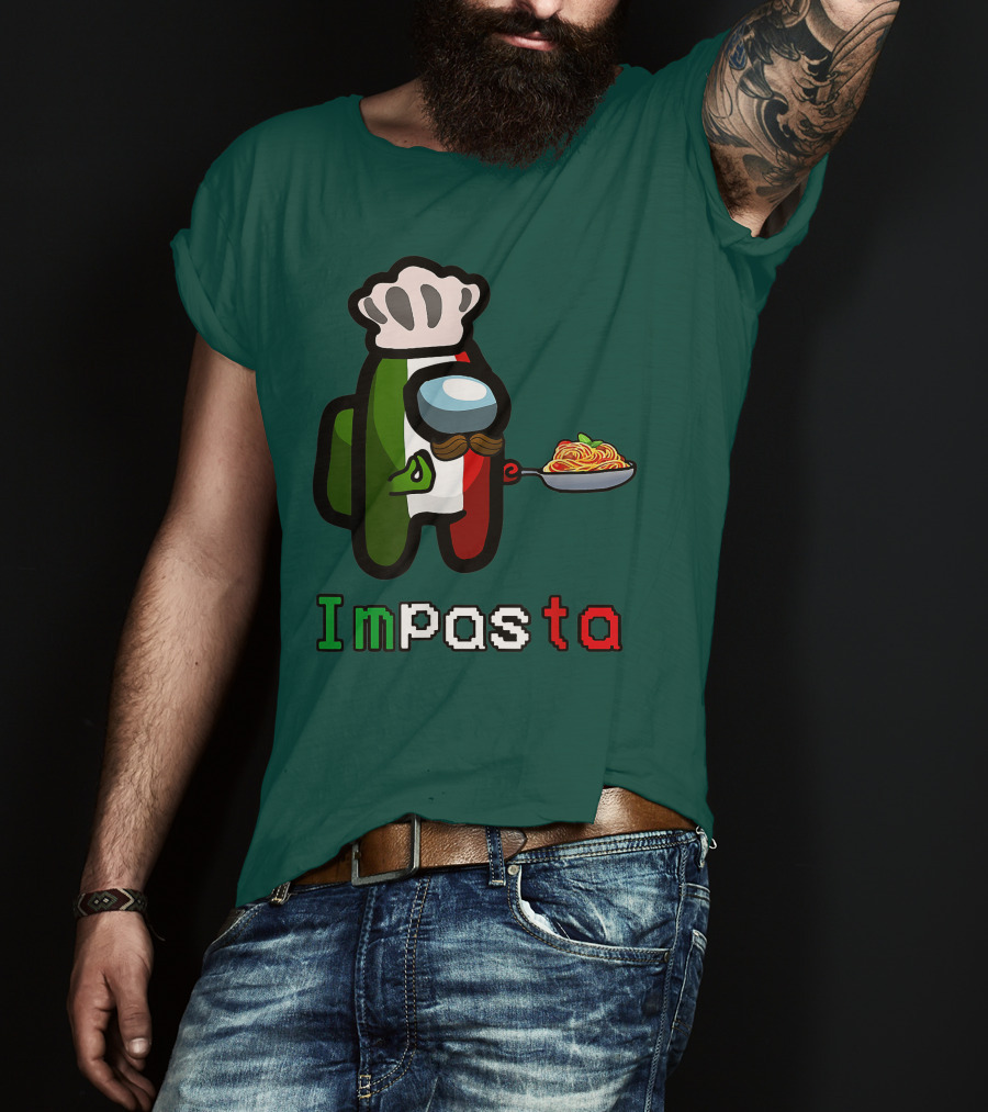 Impostor Pasta Impasta Among Us Chef Italian Tricolor Spaghetti T-Shirt