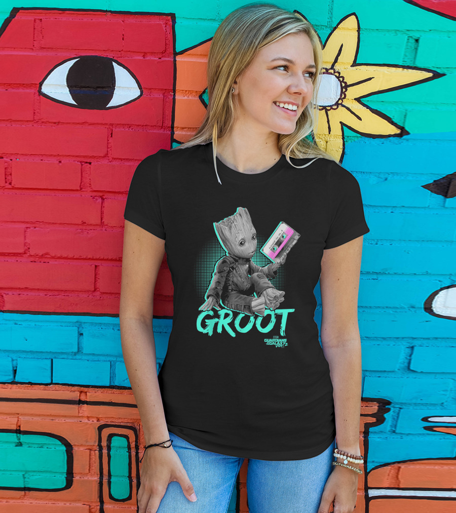 Groot Guardians Of The Galaxy Vol. 2 Baby Neon Tape T-Shirt