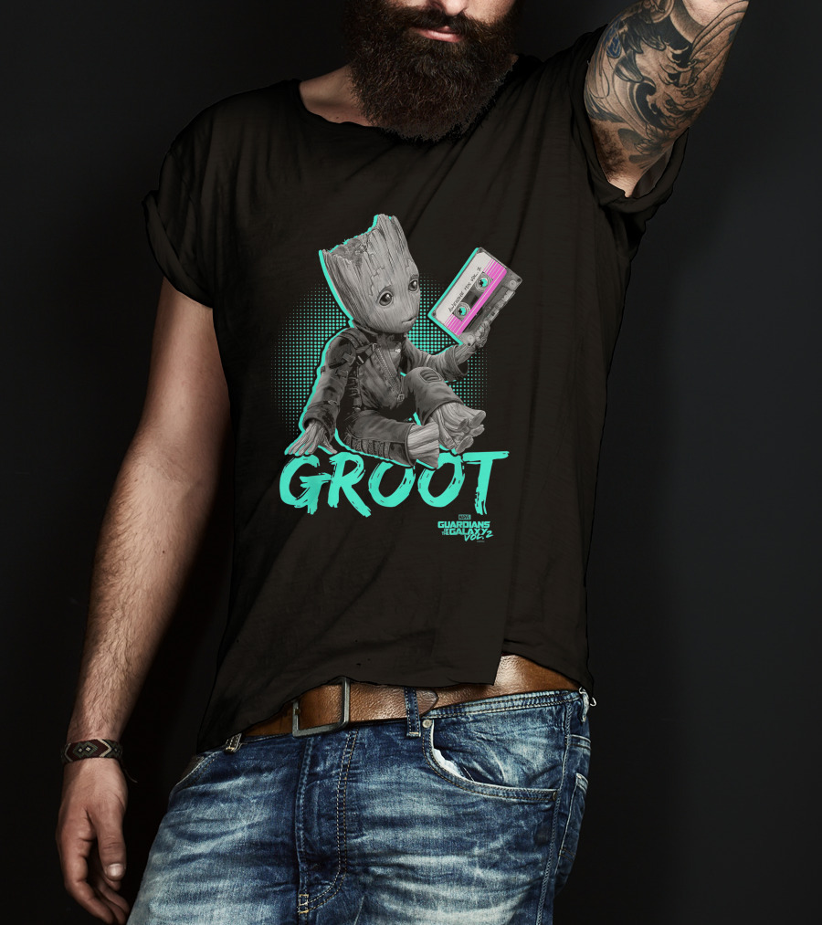 Groot Guardians Of The Galaxy Vol. 2 Baby Neon Tape T-Shirt