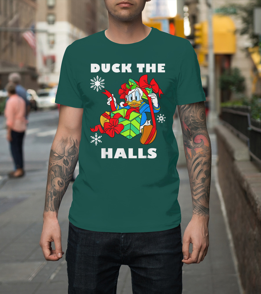 Disney Donald Duck The Halls Christmas Presents Snowflakes T-Shirt