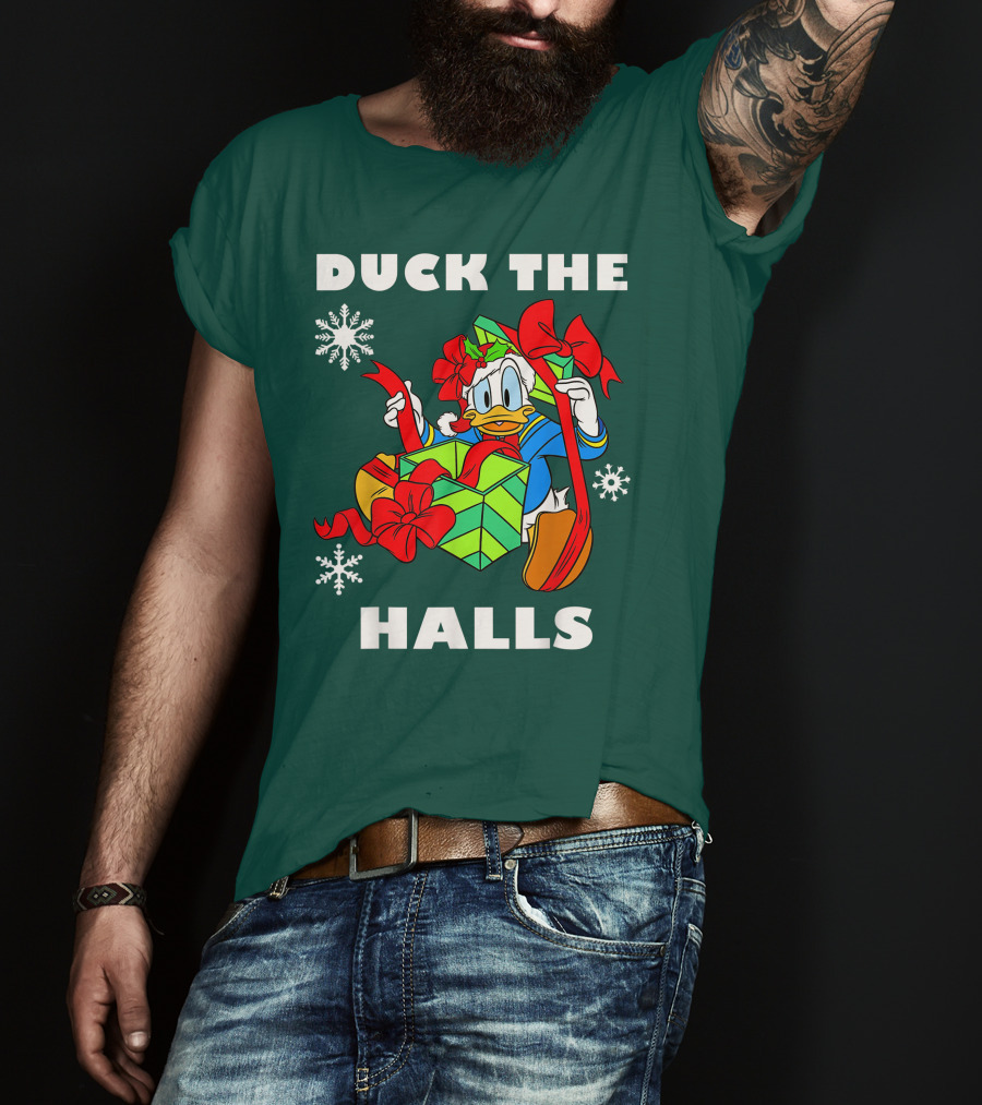 Disney Donald Duck The Halls Christmas Presents Snowflakes T-Shirt