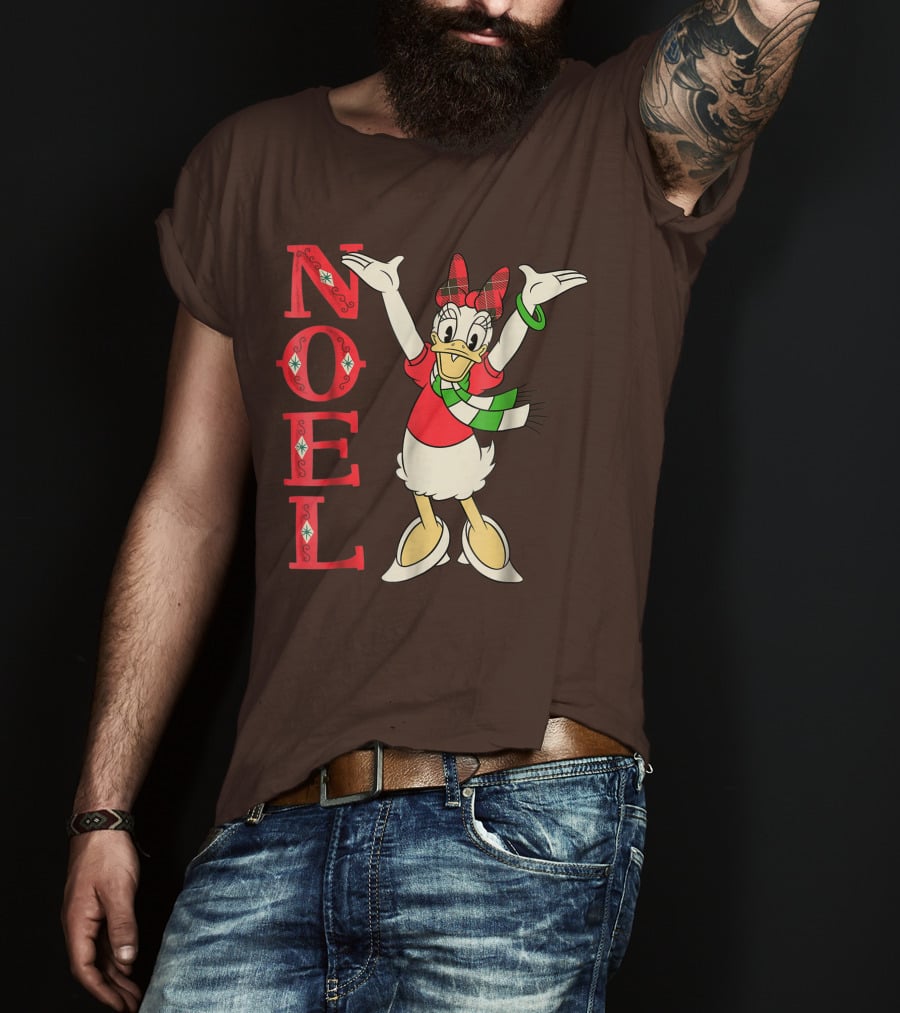 Disney Noel Holiday Vintage Daisy Duck Bow Scarf T-Shirt