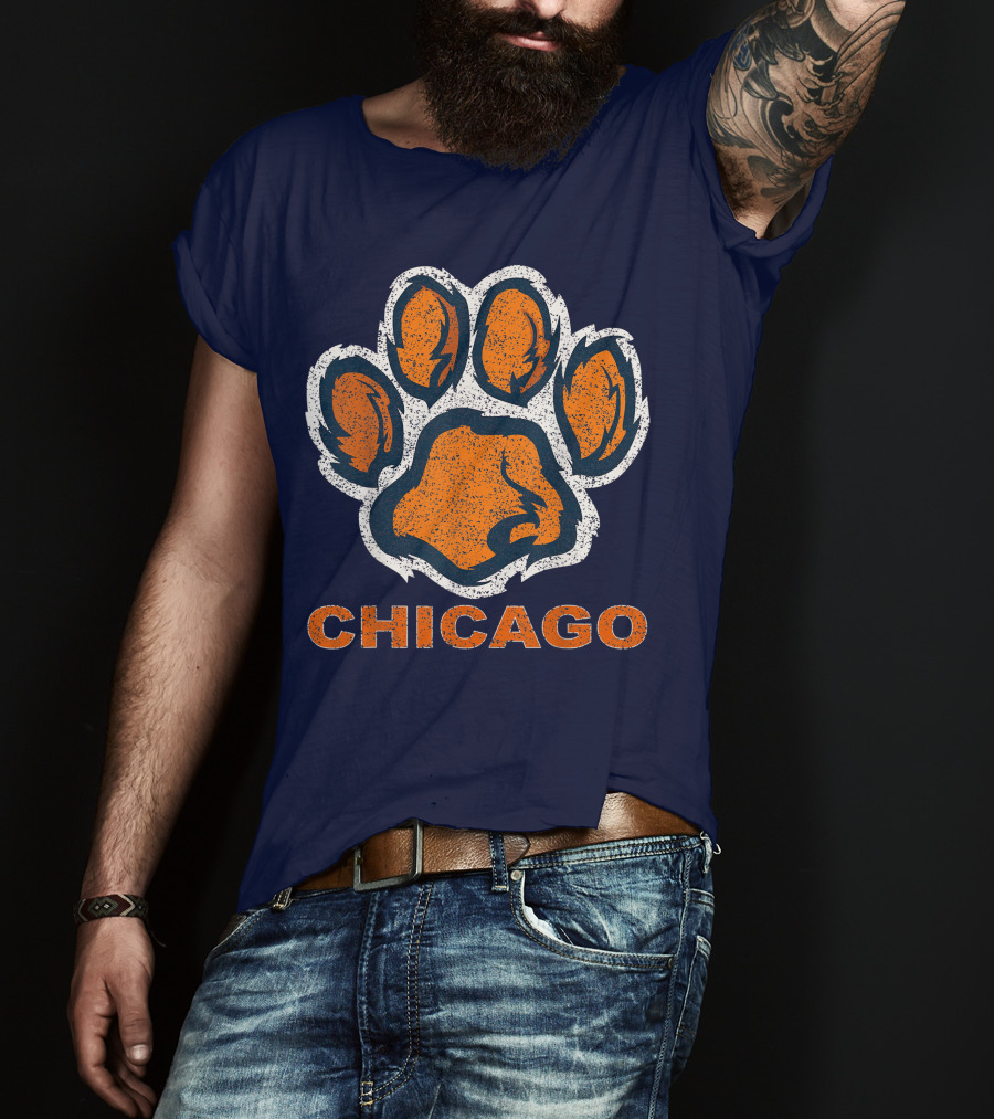 Chicago Bear Paw Orange Vintage Football T-Shirt