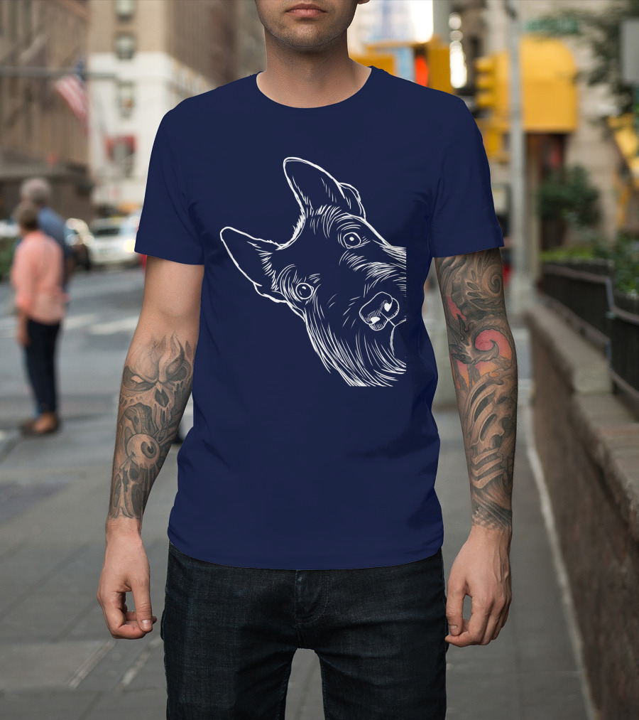Funny Scottish Terrier Scottie Dog Peeking T-Shirt
