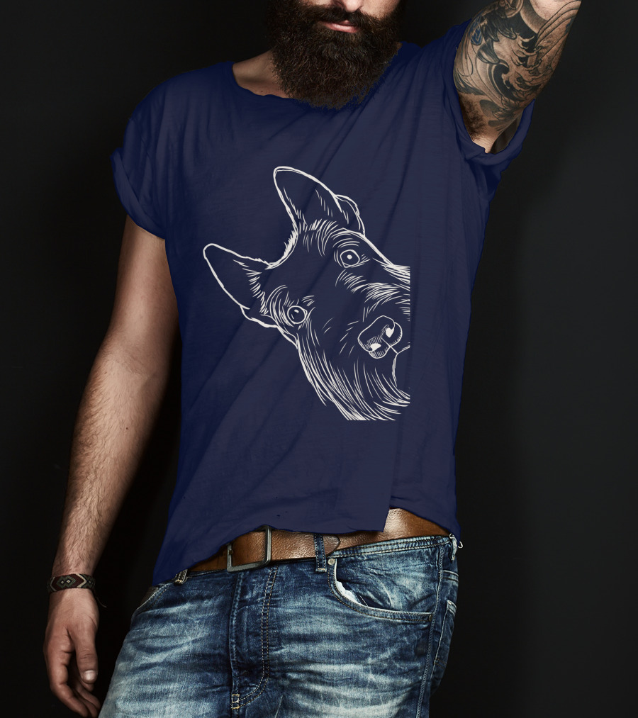Funny Scottish Terrier Scottie Dog Peeking T-Shirt