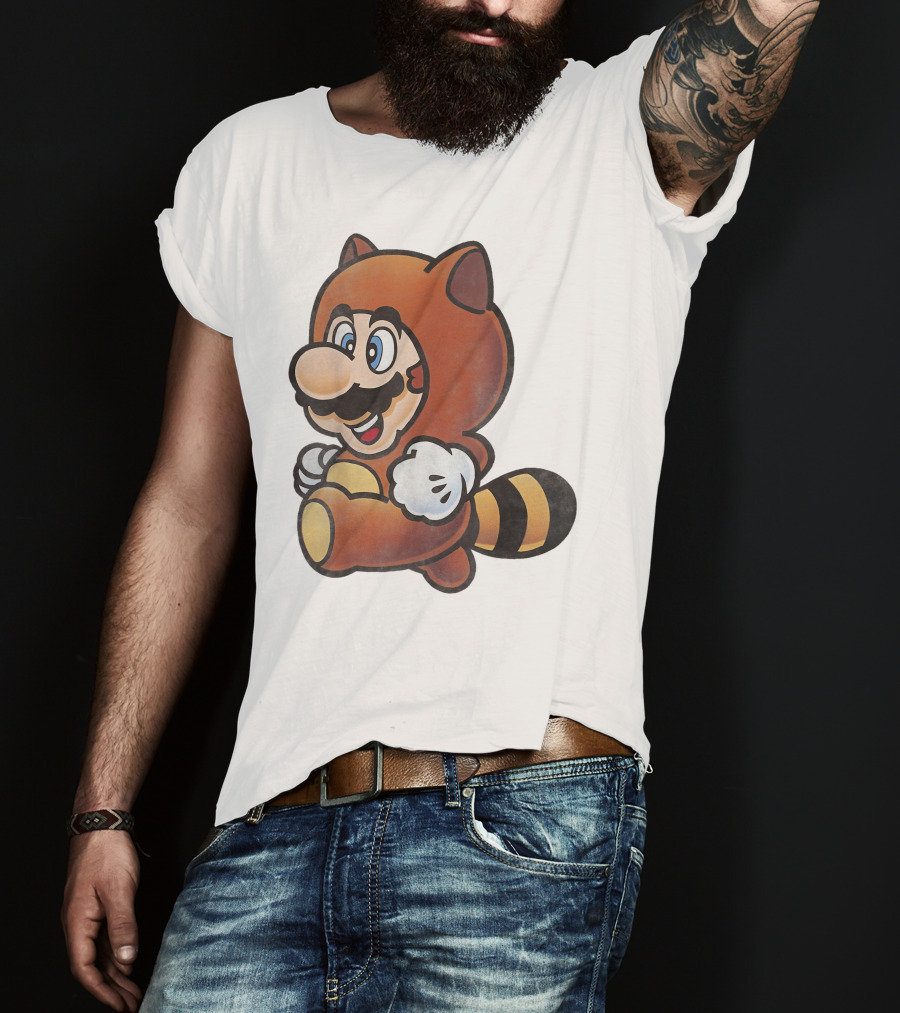 Super Mario Bros Tanooki Mario Power-Up Suit Character T-Shirt