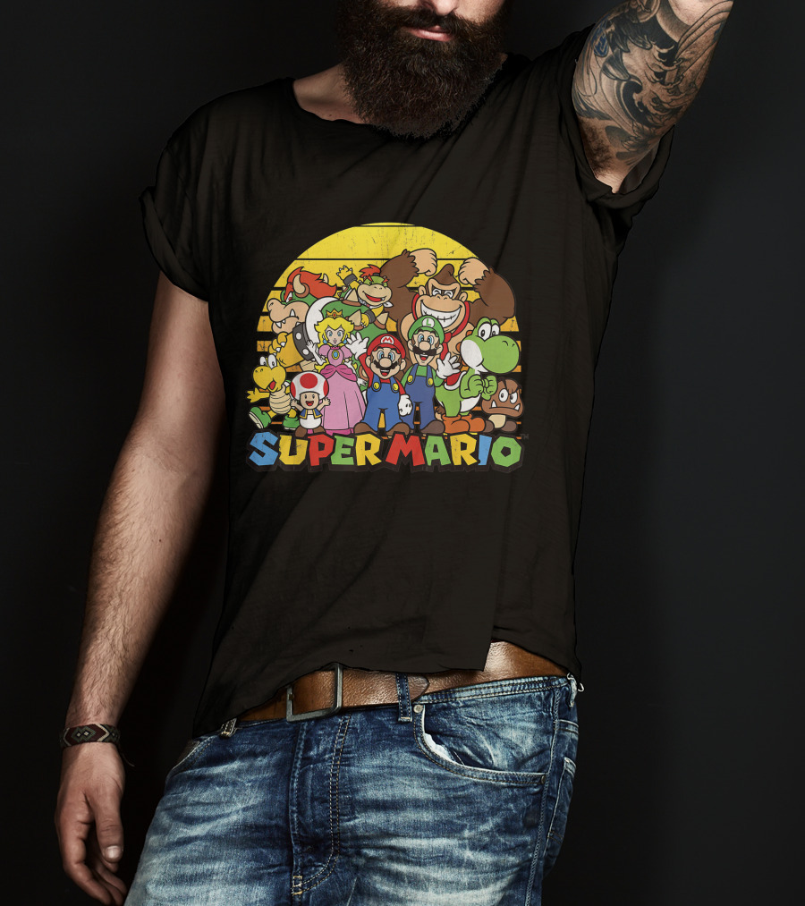 Super Mario Group Characters With Mario, Luigi, Princess Peach, Yoshi, Bowser, And Donkey Kong T-Shirt