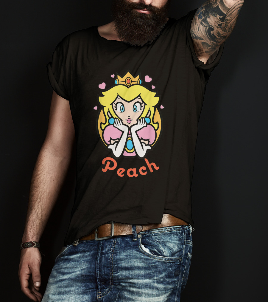 Super Mario Princess Peach With Hearts T-Shirt