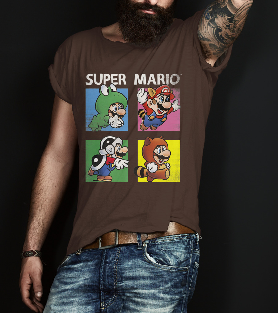 Super Mario Frog Tanooki Hammer Raccoon Costumes T-Shirt