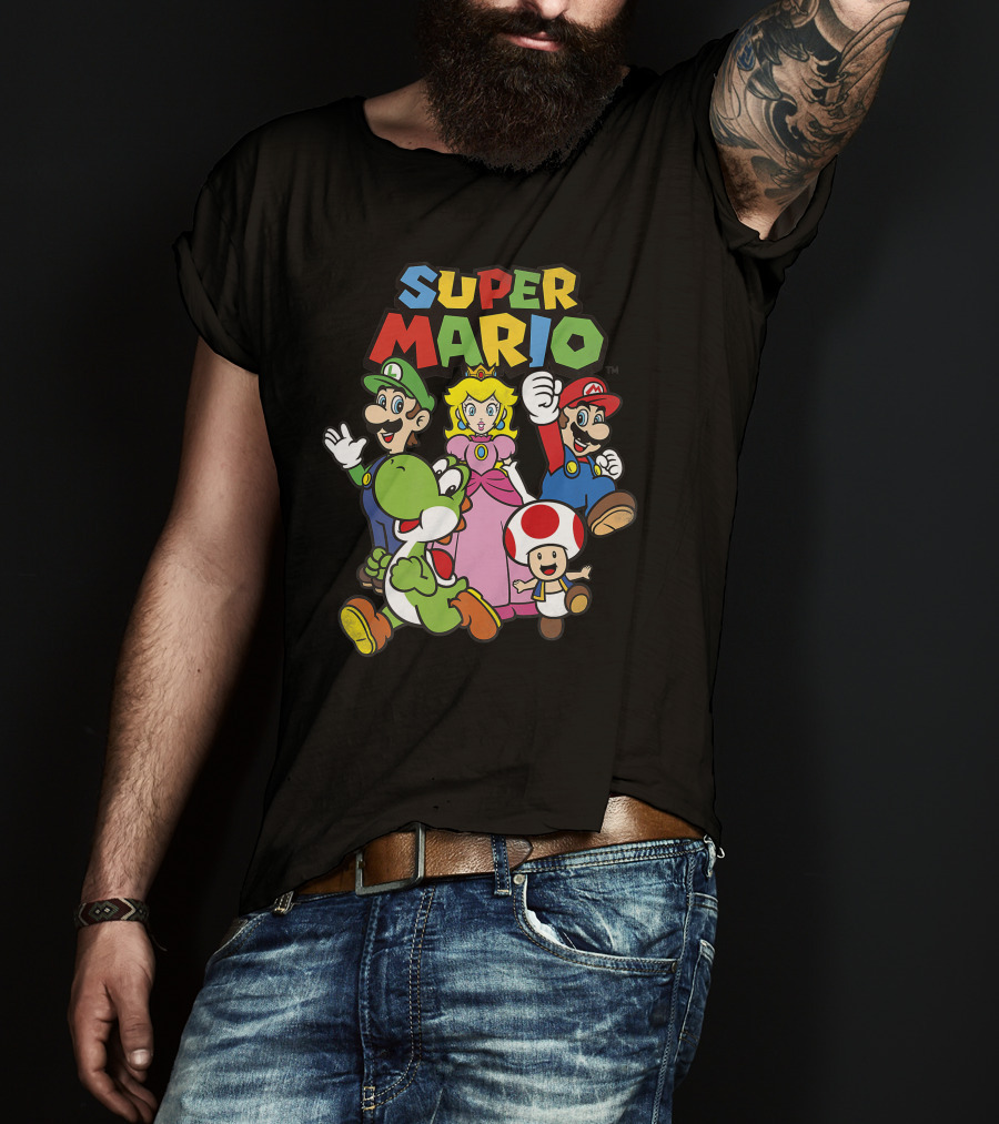 Super Mario Luigi Peach Yoshi Toad Heroes Group T-Shirt