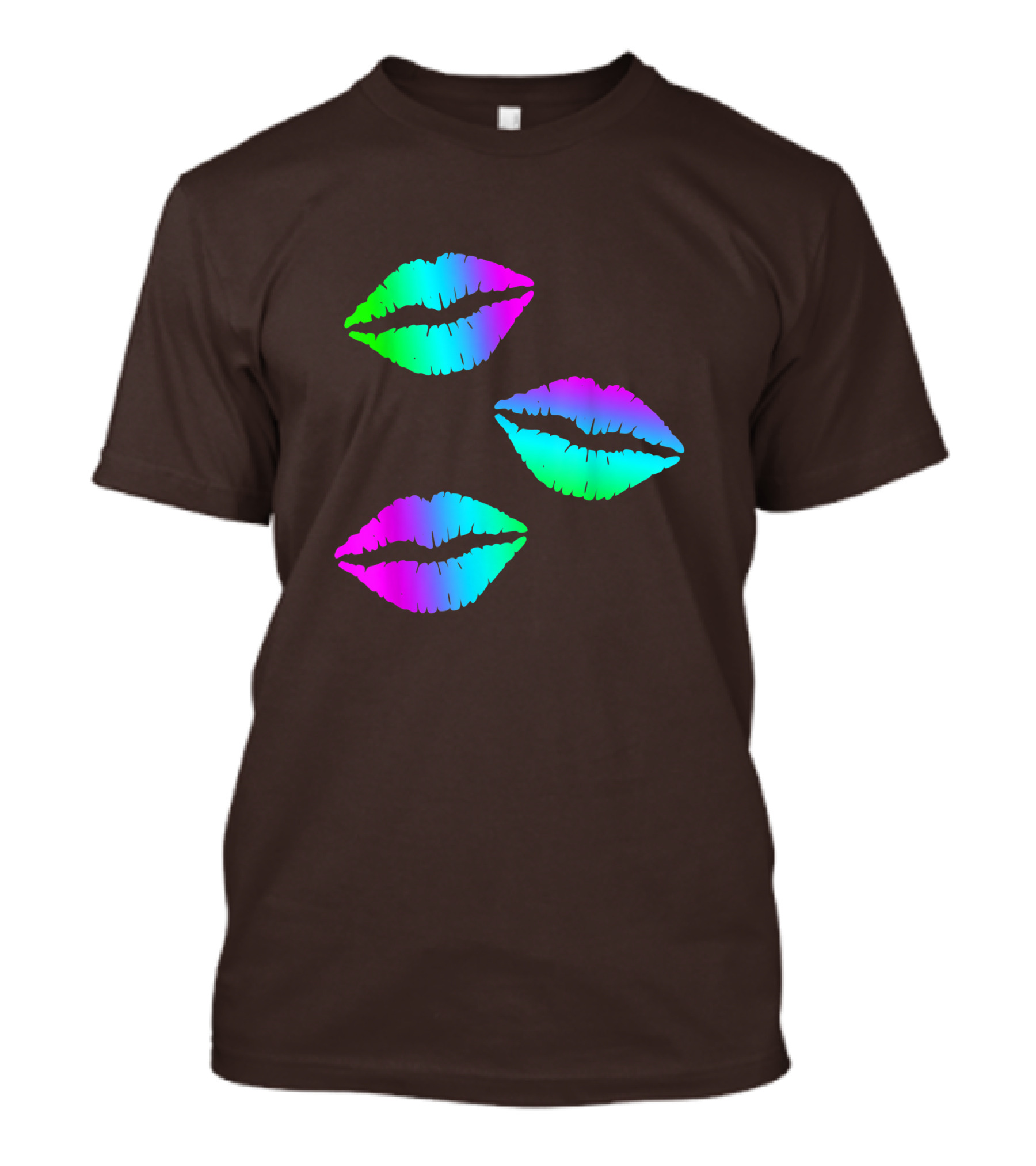Funky Bright Neon Colours 80s Lipstick Rainbow Kiss Prints T-Shirt