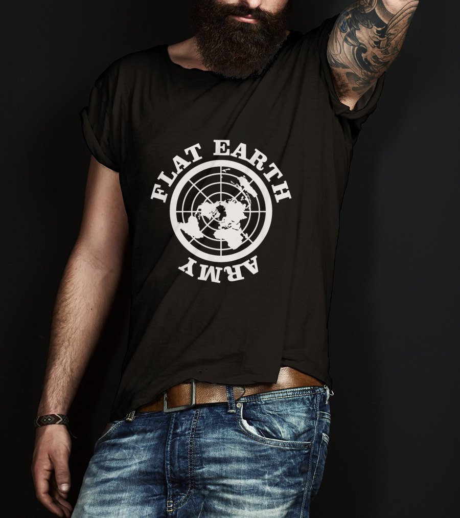 Flat Earth Army World Map T-Shirt