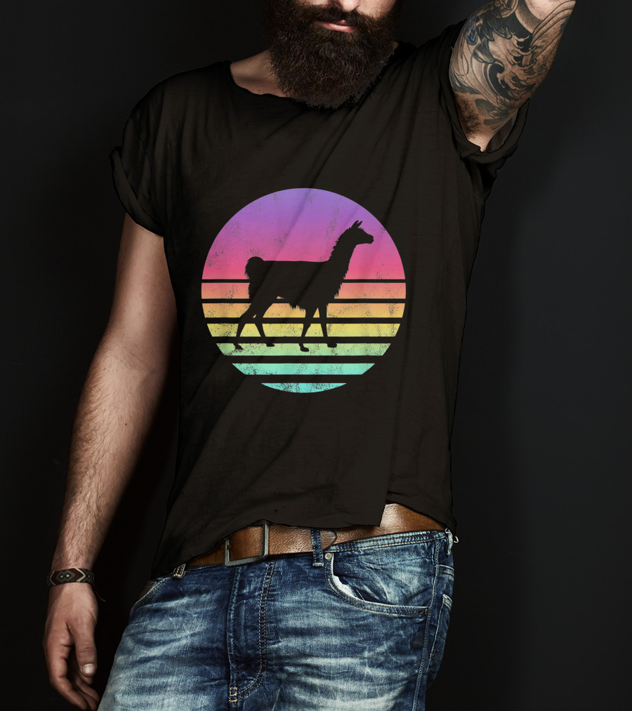 Classic Llama Retro Sunset T-Shirt