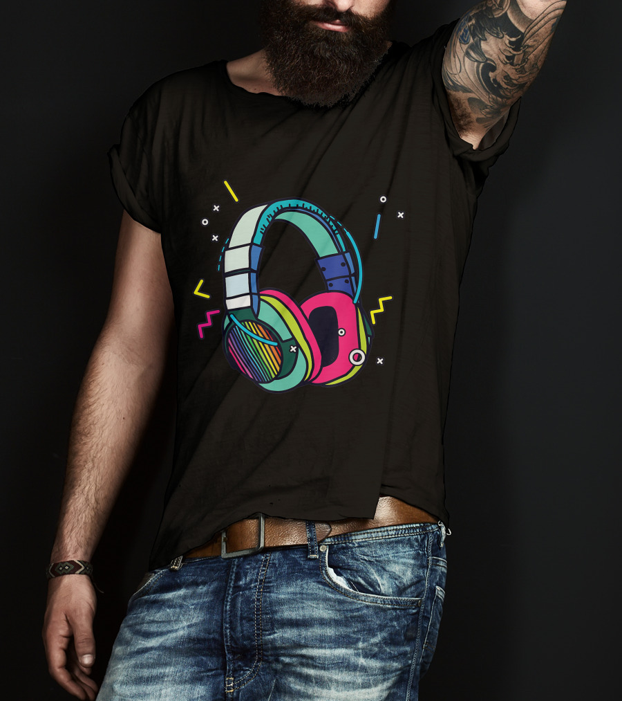 Music Sound Headphones Colorful DJ T-Shirt