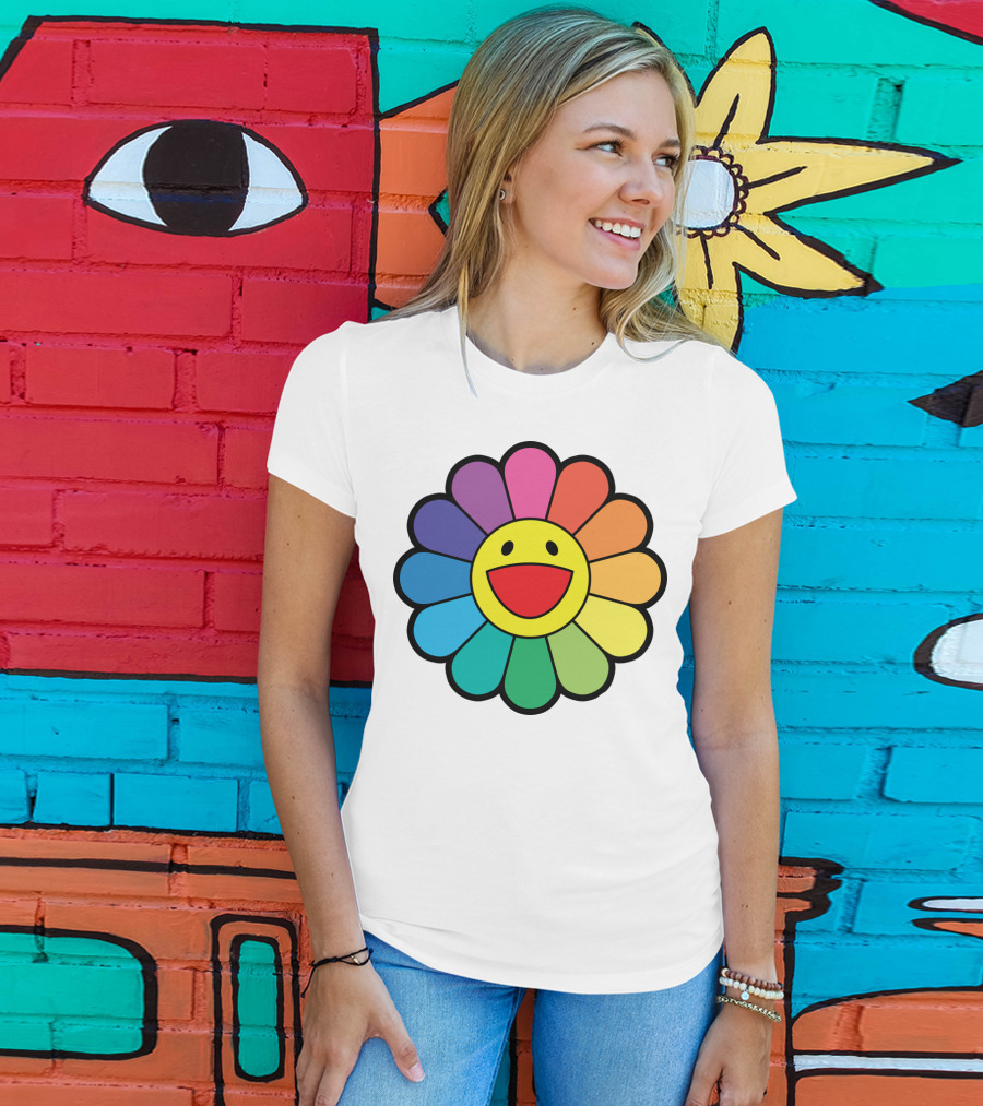 Takashi Murakami Smiling Flower Rainbow Colors T-Shirt
