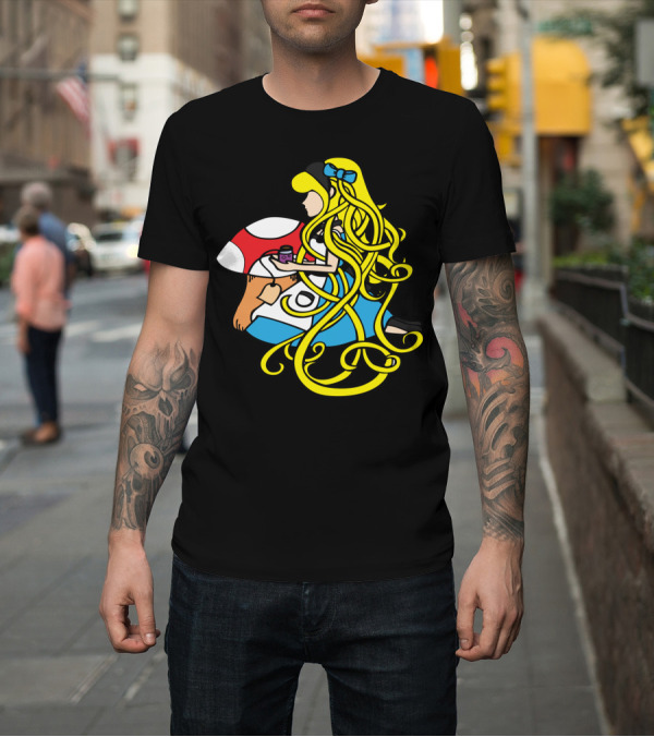 Shirt: Alice Wonderland Mushroom Bottle Twisted Hair T-Shirt Alice Wonderland Mushroom Bottle Twisted Hair T-Shirt