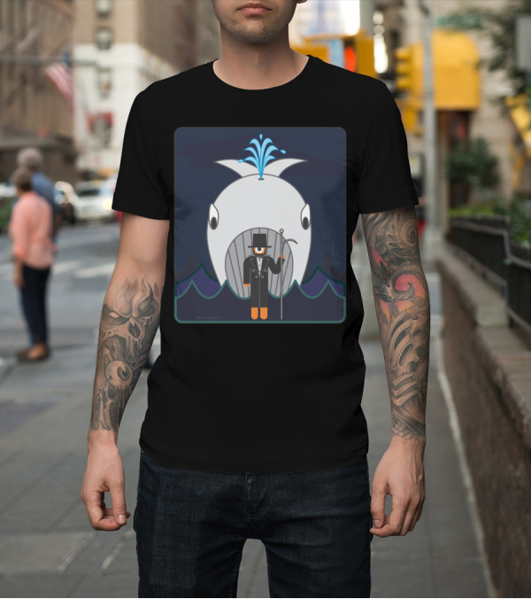 Shirt: Captain Ahab with Whale in Classic Nautical Moby-Dick T-Shirt Captain Ahab with Whale in Classic Nautical Moby-Dick T-Shirt