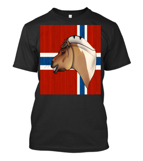 Rudi Pon Norway Fjord Horse Norwegian Flag Background T-Shirt