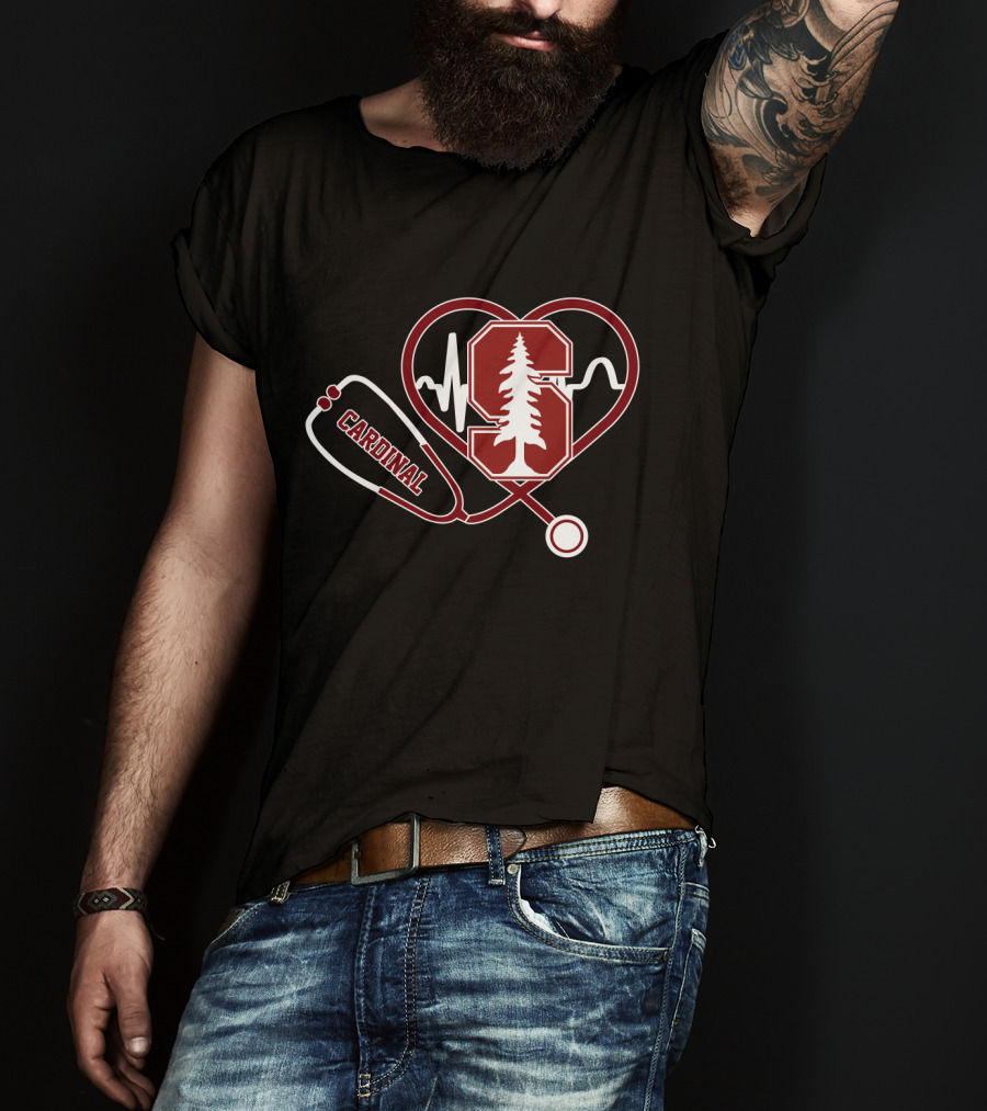 Stanford Cardinal Medical Stethoscope Heartbeat T-Shirt