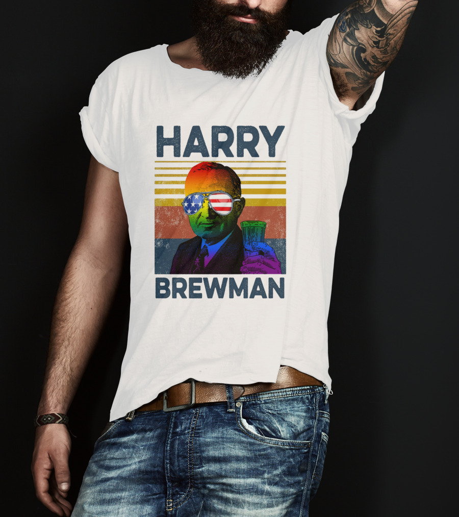 HARRY BREWMAN Patriotic Sunglasses Beer Drink T-Shirt