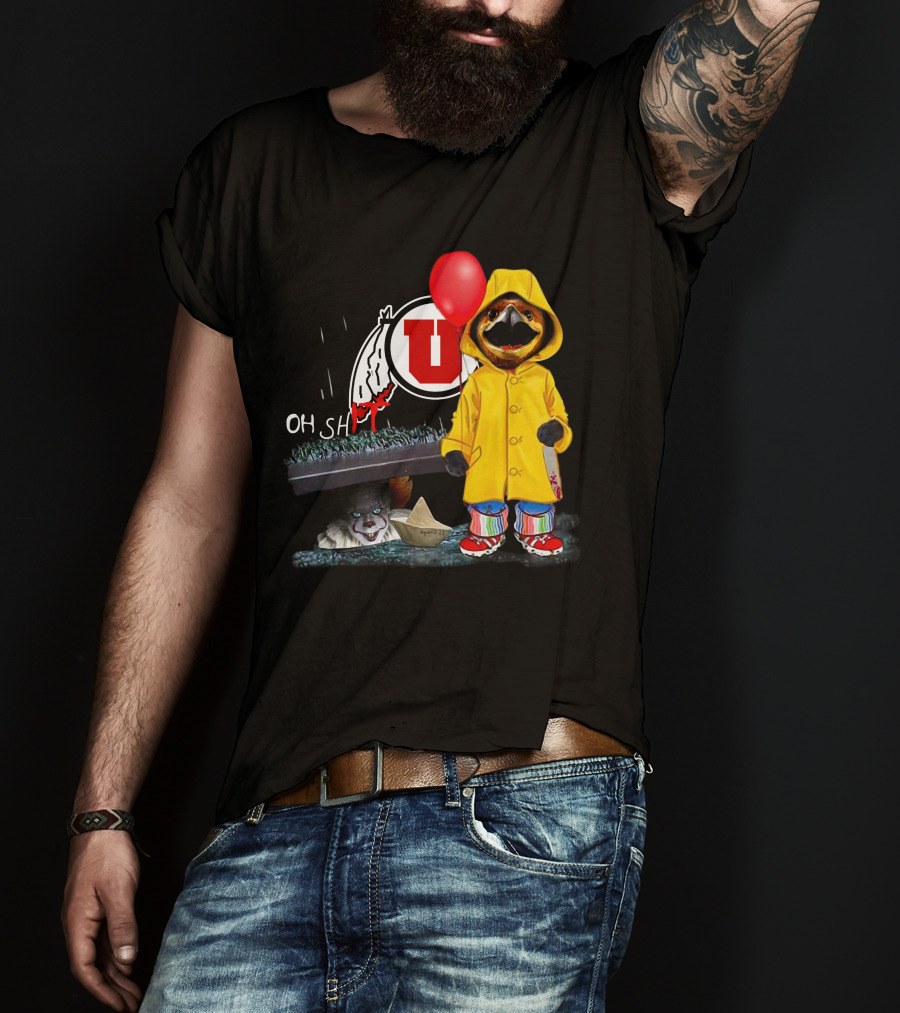 Utah Utes Oh Shh Pennywise Yellow Raincoat Red Balloon T-Shirt