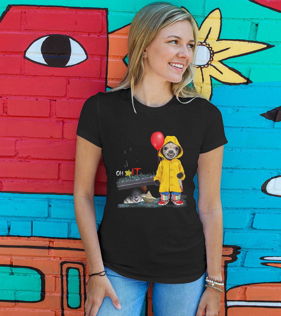 Oh ★IT ChihuahuaDs Raincoat Red Balloon Pennywise Sewers T-Shirt