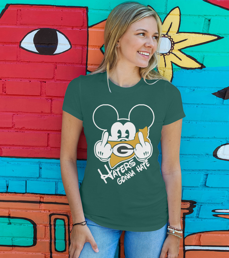Packers Logo With Mouse Ears And Haters Gonna Hate T-Shirt
