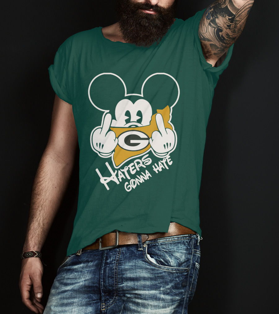 Packers Logo With Mouse Ears And Haters Gonna Hate T-Shirt