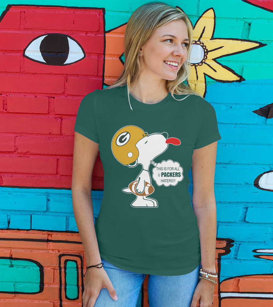 Green Bay Packers Snoopy Helmet Football Packers Haters T-Shirt